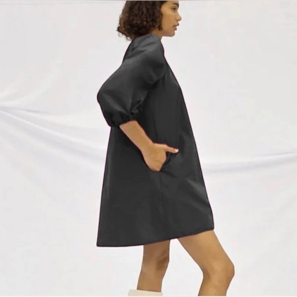 Aritzia Wilfred Black Cava Taffeta Trapeze Summer Evening Resortwear Dress Sz XS